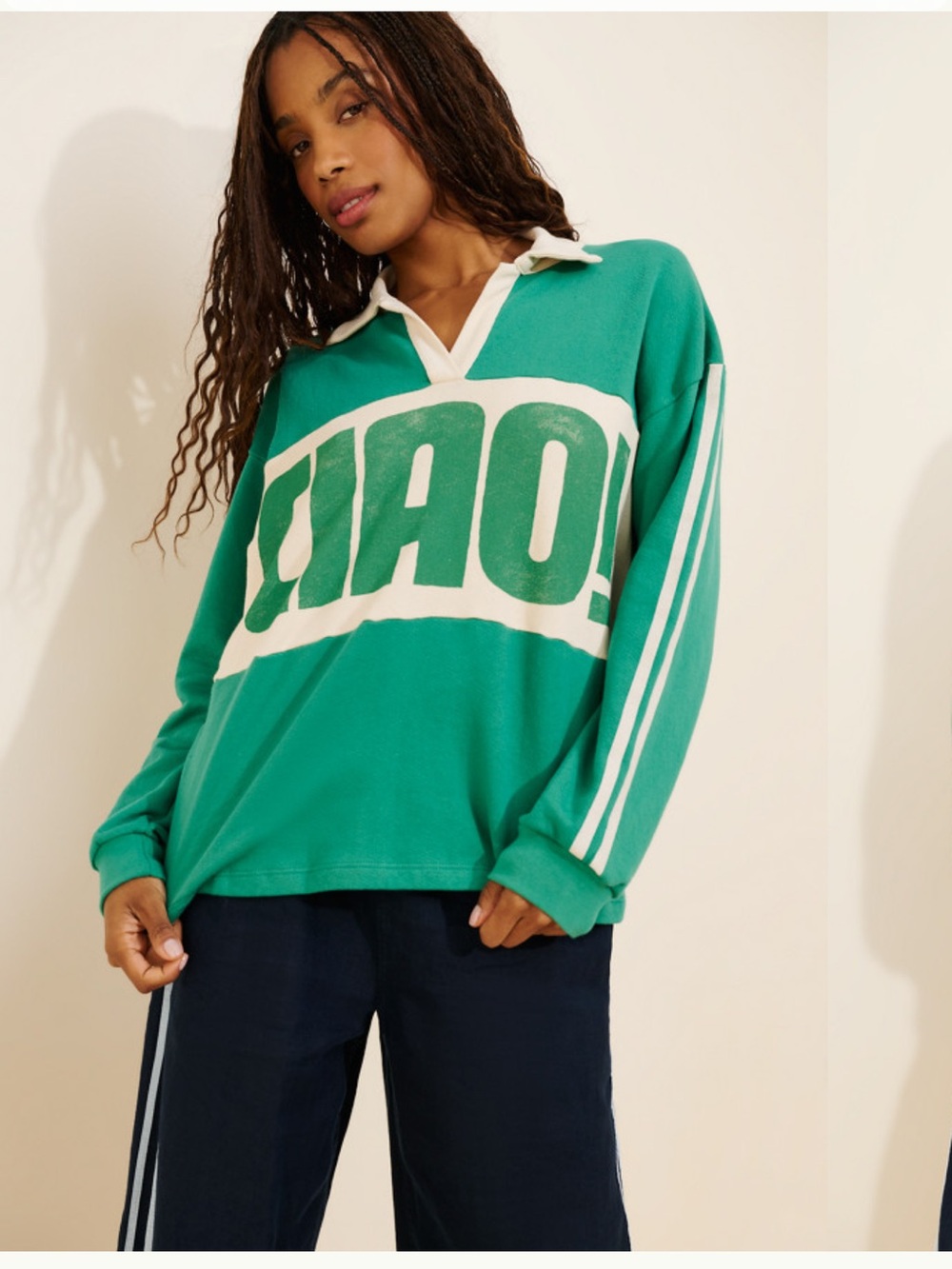 Anthropologie Graphic Rugby Polo Sweatshirt LETLUV